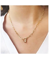 The Lovery Heart Charm Holder Paperclip Necklace 14K Gold