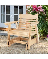 2 Pcs Patio Outdoor Wood Slat Rocking Chair Porch Rocker Curved Seat 330 Lbs
