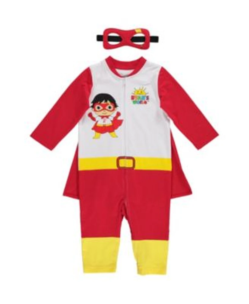 Ryans World Red Titan Zip Up Costume Coverall Cape Mask 3 Piece Set Infant To Big Kid