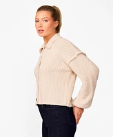 Cable & Gauge Women's Polo Collar Lush Cardigan