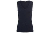 Olsen Women's Rounded V-Neck Rib Knit Shell