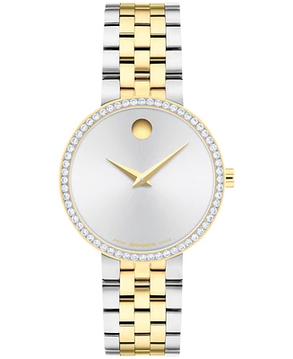 Movado Women's Museum Classic Lab Grown Diamond Swiss Quartz Stainless-Steel Light Yellow Pvd Watch, 29.5mm