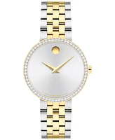 Movado Women's Museum Classic Lab Grown Diamond Swiss Quartz Stainless-Steel Light Yellow Pvd Watch, 29.5mm