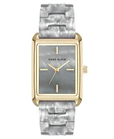 Anne Klein Women's Quartz Delicate Rectangular Light Gray Acetate Bracelet Watch, 26mm