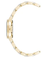 Anne Klein Women's Quartz Ivory Pearlescent Acetate and Gold-Tone Metal Alloy Link Bracelet Watch, 30mm