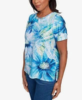Alfred Dunner Women's Crew Neck Floral Top