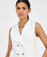 I.n.c. International Concepts Women's Linen-Blend Double-Breasted Vest, Exclusively at Macy's