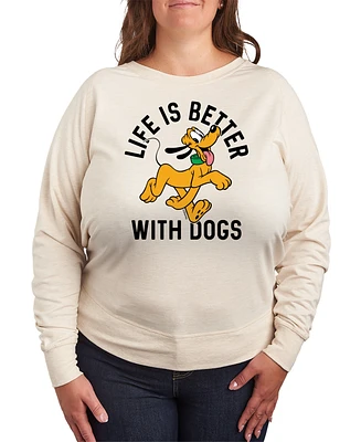 Hybrid Apparel Plus Disney Pluto Life is Better with Dogs Graphic Pullover T-Shirt