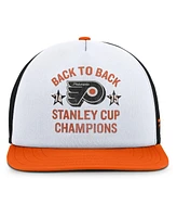 Fanatics Men's White/Orange Philadelphia Flyers Decades Collection Foam Front Snapback Hat
