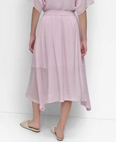 Dkny Women's Handkerchief Hem Mixed Media Maxi Skirt