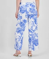 T Tahari Women's Printed Wide-Leg Pull-On Pants