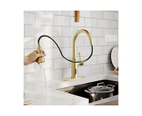 Casainc Smart Faucet Touchless Pull Down Sprayer Kitchen with Voice and Motion Control