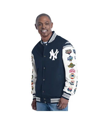 G-iii Sports by Carl Banks Men's Navy New York Yankees Recruit Commemorative Full-Snap Varsity Jacket