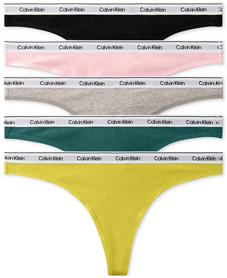 Calvin Klein Women's 5-Pk. Modern Logo Low-Rise Thong Underwear QD5221