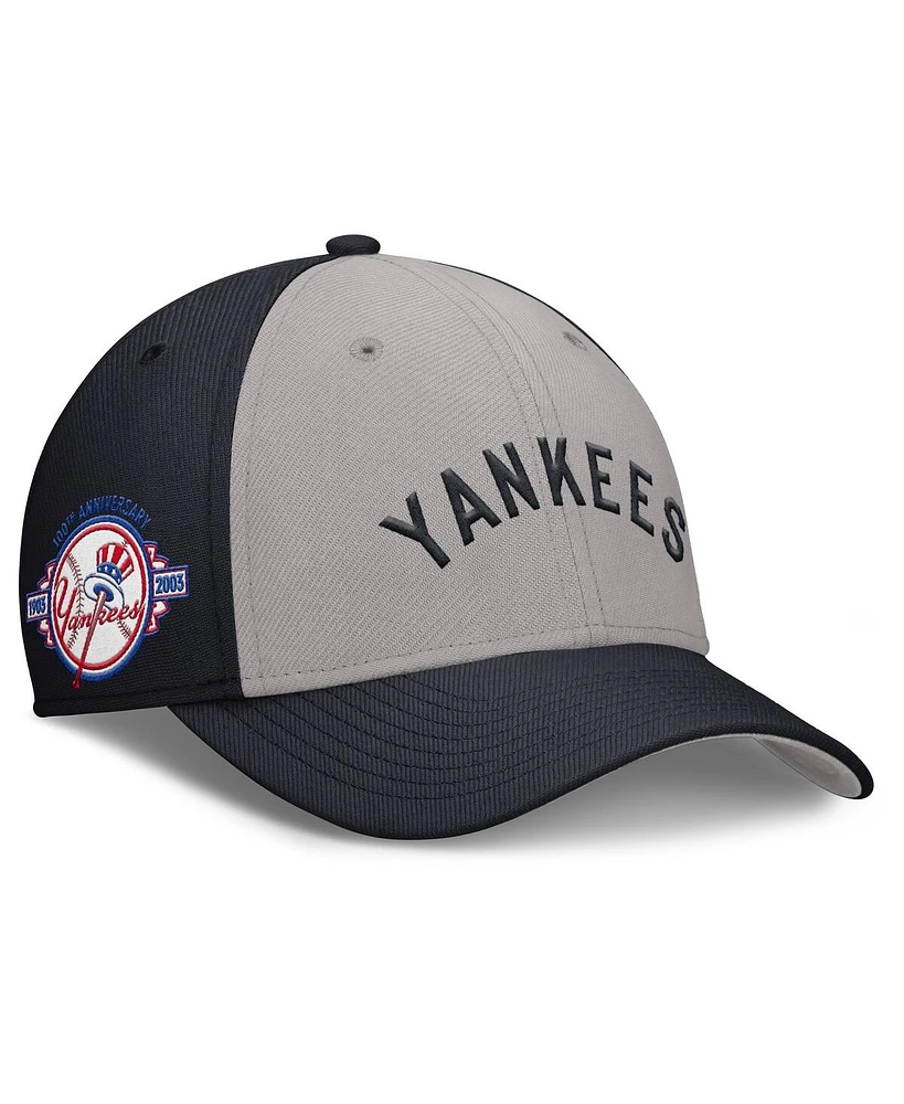 Nike Men's Navy/Gray New York Yankees Rise Swoosh Performance Flex Hat