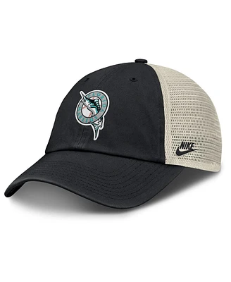 Nike Men's Black/Natural Florida Marlins Cooperstown Collection Club Trucker Adjustable Hat