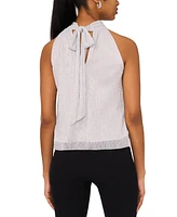 Msk Petite Metallic Jersey Back-Tie Halter Top