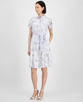 Anne Klein Women's Short-Sleeve Tie-Waist Shirtdress