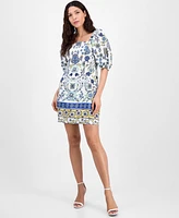 Anne Klein Women's Printed Puff-Sleeve Sheath Dress