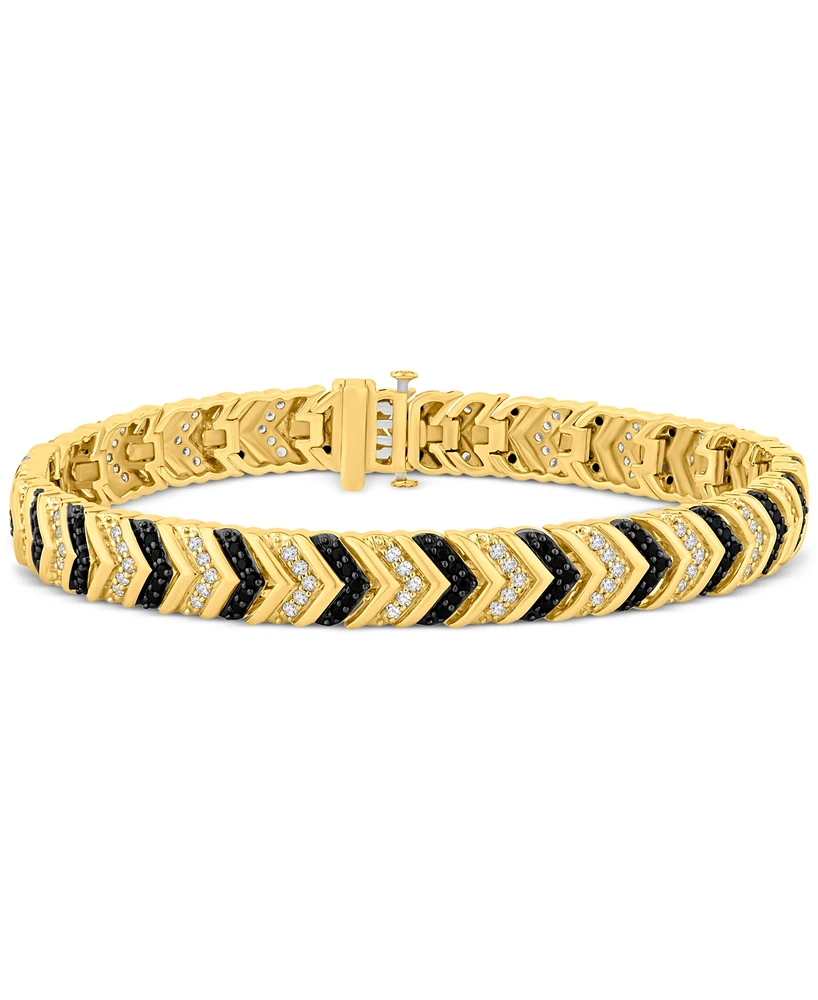Men's Black & White Diamond Chevron Link Bracelet (3 ct. t.w.) in 10k Gold