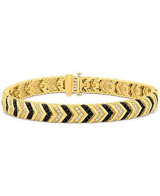 Men's Black & White Diamond Chevron Link Bracelet (3 ct. t.w.) in 10k Gold