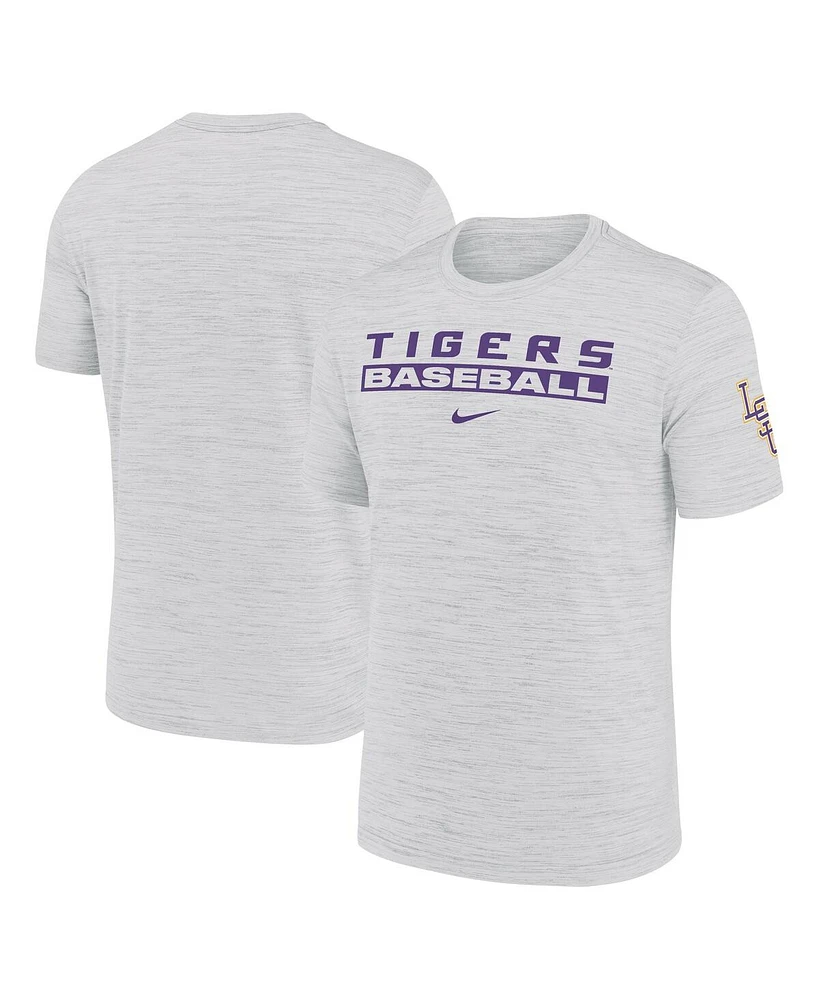 Nike Men's Ash Lsu Tigers Velocity Baseball Wordmark Stack Performance T-Shirt