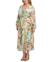 Siena Plus Floral-Print Pleated Maxi Dress