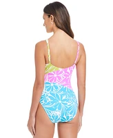 Bleu by Rod Beattie Women's Sock It To Me Printed Surplice-Front One-Piece Swimsuit