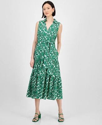 Tahari Women's Sleeveless Collared Shirtdress