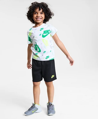 Nike Little Kids Printed T-Shirt & Lightweight French Terry Shorts, 2 Piece Set
