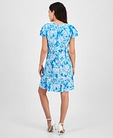 Ak Anne Klein Petite Flutter-Sleeve Sheath Dress