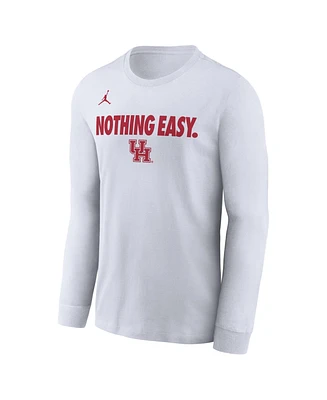 Men's White Houston Cougars 2025 On-Court Bench Long Sleeve T-Shirt