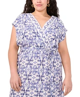 Vince Camuto Plus Printed Faux-Wrap Maxi Dress, Exclusively at Macy's
