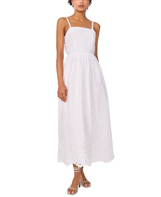 1.state Women's Embroidered Tie-Back Midi Dress