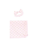 Hudson Baby Baby Girls Hudson Gown, Swaddle Blanket and Cap or Headband, Daddy Hearts, 0-6 Months