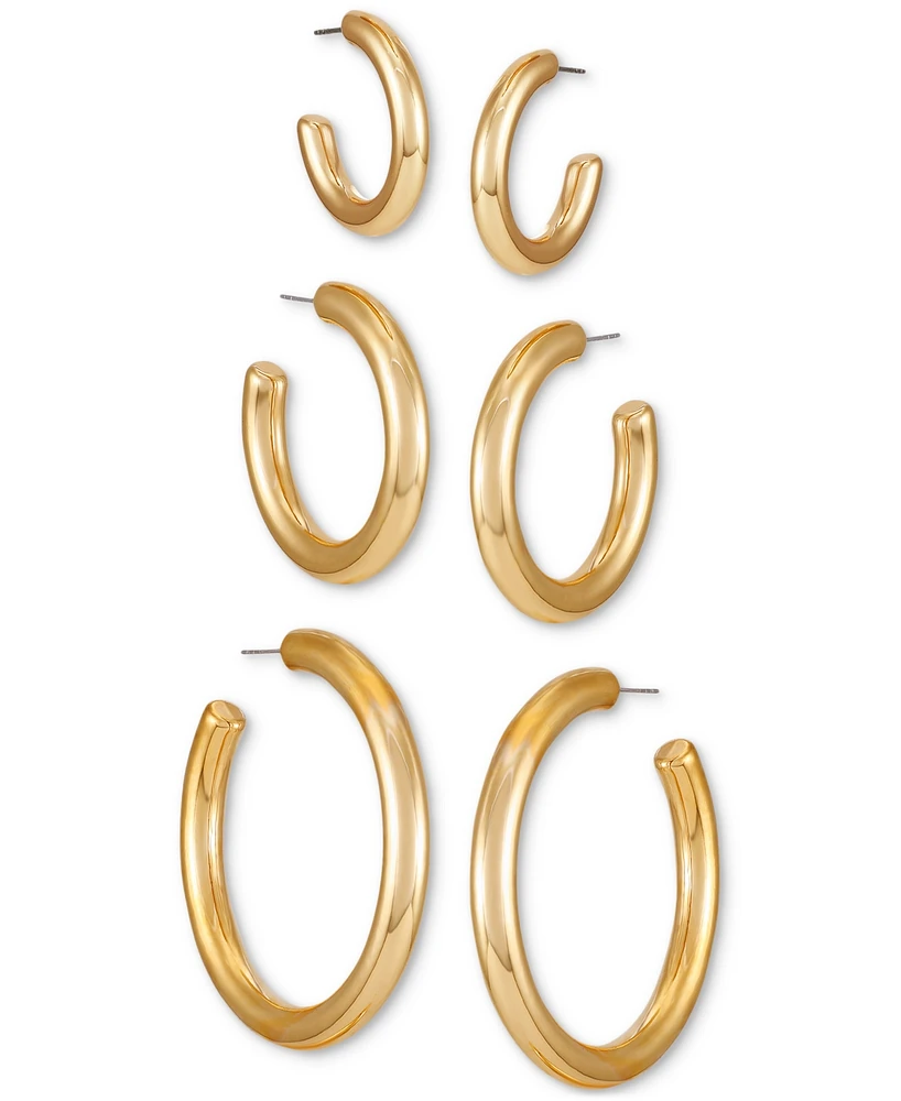Guess 3-Pc. Set Polished Medium & Large Hoop Earrings