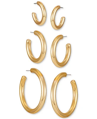 Guess 3-Pc. Set Polished Medium & Large Hoop Earrings