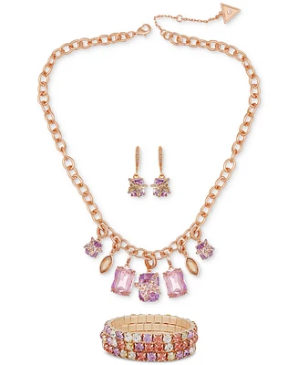 Guess Mixed Stone Butterfly Statement Necklace, Drop Earrings & 3-Pc. Stretch Bracelet Set