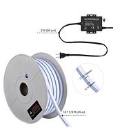 DELight 150FT/45m Rgb Led Strip Neon Rope Lights with App & Remote Control, IP65 Ac 110V Waterproof Music Sync Dimmable Cuttable SMD3535 Led Lights Di