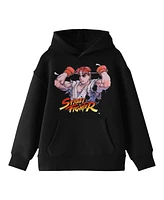 Street Fighter Boys Classic Ryu Logo Youth Black Hoodie-xs