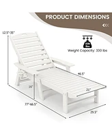 2PCS Patio Lounge Chair Chaise Adjustable Weatherproof Hdpe Cup Holder