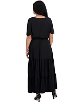 Kasper Women's V-Neck Flutter-Sleeve Maxi Dress, Regular & Plus Sizes