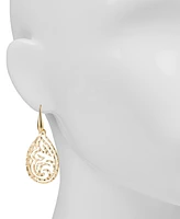 Patricia Nash Gold-Tone Lotus Teardrop Openwork Drop Earrings