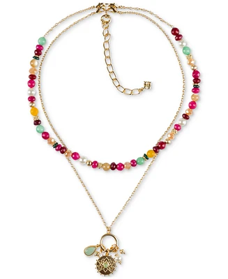 Patricia Nash Gold-Tone Beaded Convertible Pendant Necklace, 19" + 3" extender