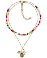 Patricia Nash Gold-Tone Beaded Convertible Pendant Necklace, 19" + 3" extender