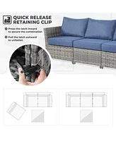 Xizzi 12 Pieces Outdoor Furniture Patio Sectional Sofa,No Assembly Required Pe Wicker Conversation Sets with Armchairs,Ottomans and Coffee Table