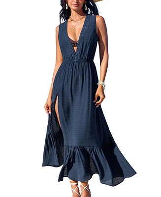 Cupshe Women's Nautical Night Deep Blue Cover-Up Beach Dress