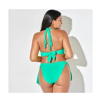 Swimsuits for All Plus Loop Strap Halter Bikini Top