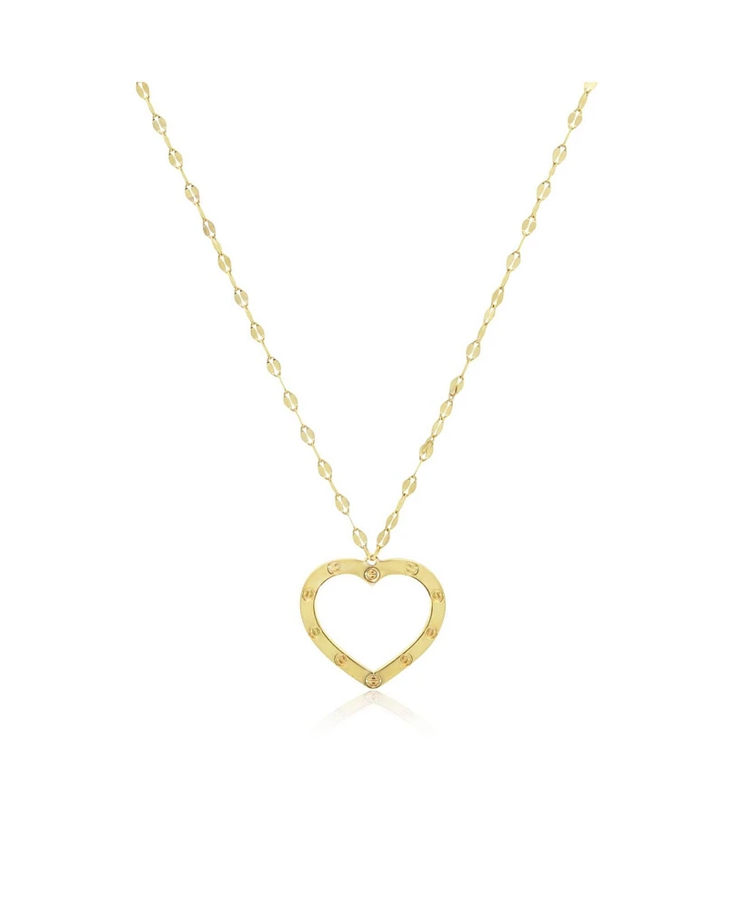 The Lovery Shimmer Open Heart Necklace 14K Gold