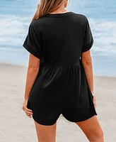 Cupshe Women's Shadow Play Black Romper